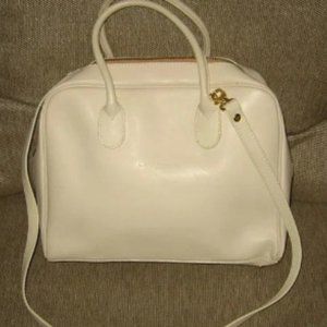 ❤️LANCASTER MADE IN FRANCE WHITE LEATHER SPEEDY SHOPPER PURSE + STRAP